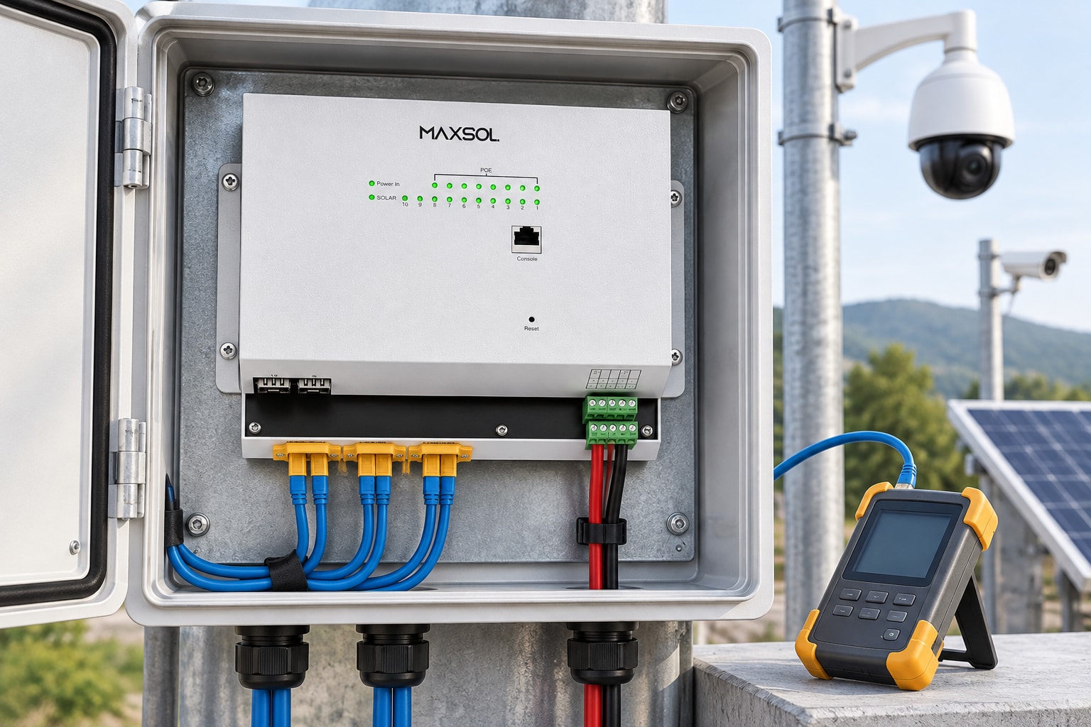 Maxsol IOT2802SFG-S solar industrial PoE switch product view
