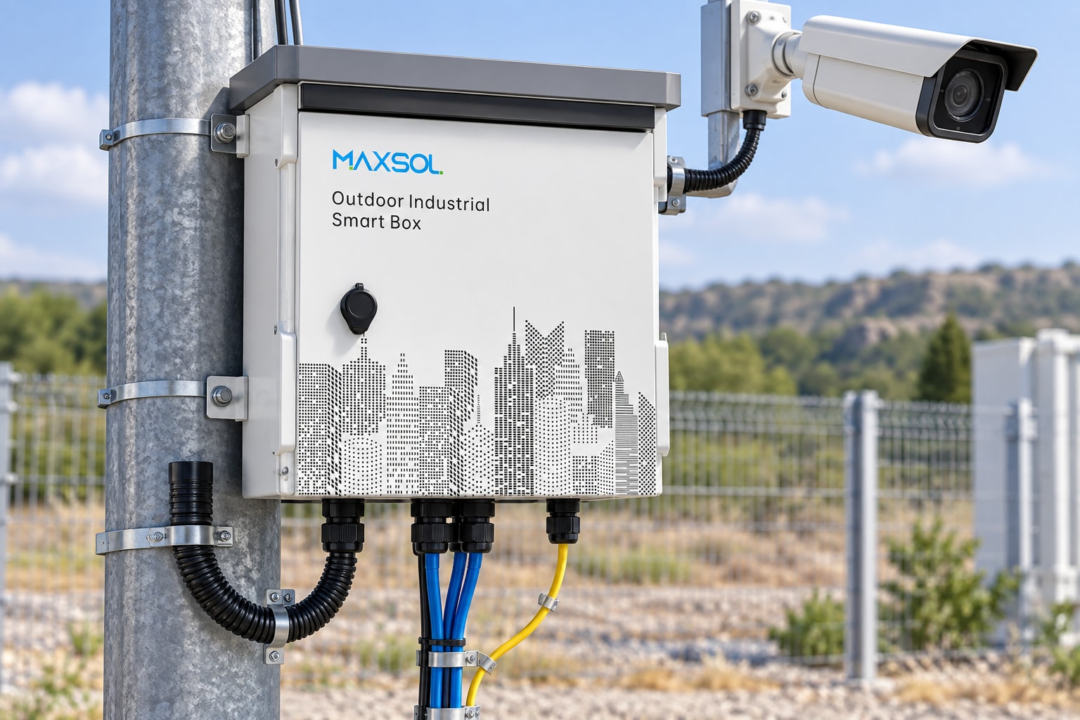 Maxsol SBOX2802SFG-I outdoor smart Ethernet box shown with the enclosure open